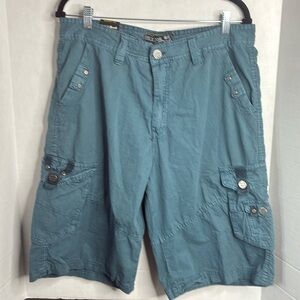 Broken Threads NWT Men’s Dusty Blue Cargo Shorts Size 34 Regular Fit FLAW